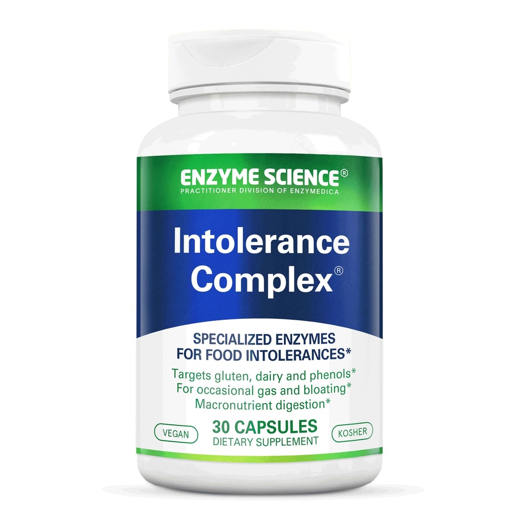 Enzyme Science Intolerance Complex - Digestive Enzyme Supplement for Women & Men, Enzymes for Digestion, Gut Health & Food Intolerances, Targets Gluten & Lactose, Helps Gas & Bloating, Vegan - 30 Caps