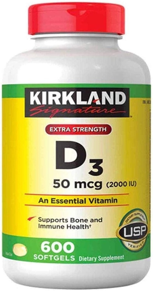 Κιρκλαντ Υπογραφή επιπλέον δύναμη D3 50 mcg, 600 Softgels