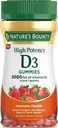 Nature's Bounty Vitamin D 5000 IU Gummies, Vitamin D3 Yüksek Potency Immune Support & Bone Health Supplement, 5000 IU in 1 Gummy, Strawberry Flavor, 2 ay Supply, 60 Vegetarian Gummies for Yetişkinler