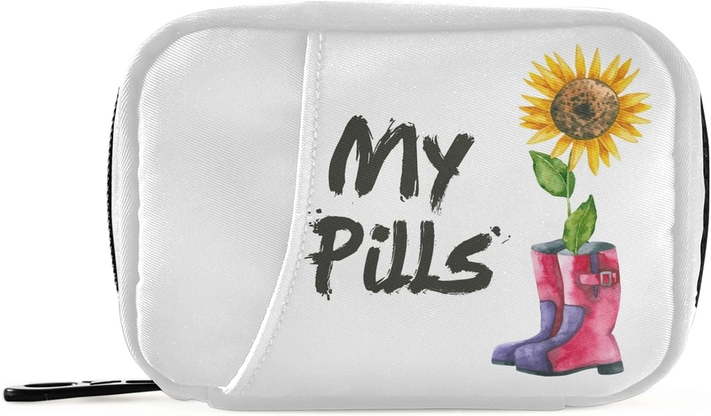My Sunflower Pill Box 7 Günlük Pill Case Travel Pill Organizer Bag with diamond Weekly Case Compact Boyut for Vitamin Supplement Sahibi