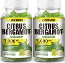 2 Pack 3000MG Citrus Bergamot Gummies - Citrus Bergamot Extract Cholesterol Lowering Supplement for Immune Support Anti-Aging, Hight Cholesterol Sugar-Free Vegan Lime Flavor 120 Cts