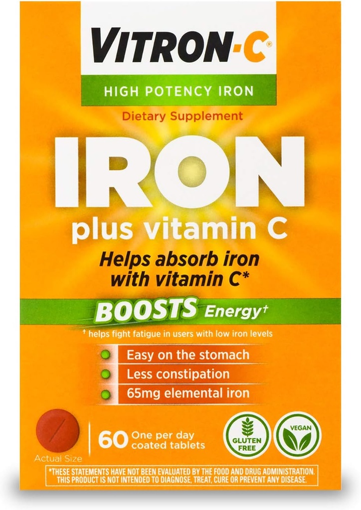 Vitron-C Yüksek Potency Iron Supplement ile 125 mg Vitamin C, 60 Kont