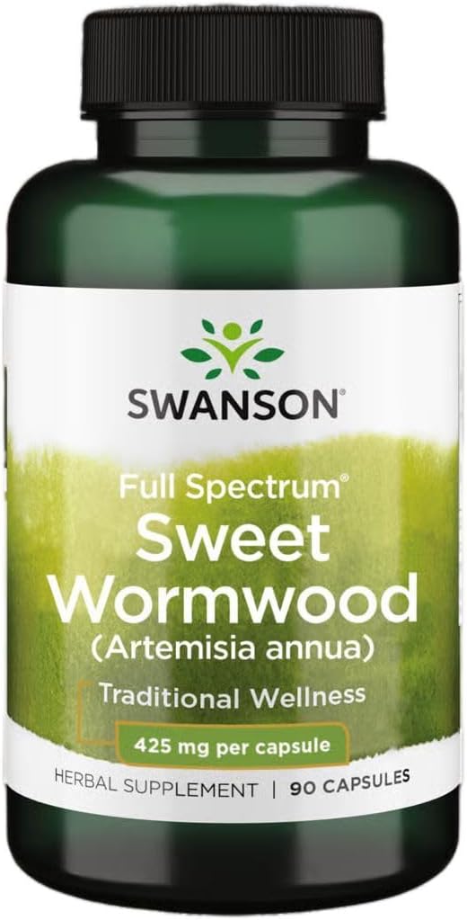 Swanson Sweet Wormwood - GI Gut Health, Microbial Balance & Digestive Health Support - Herbal Supplement with Artemisinin - (90 Capsules, 425 mg Her)