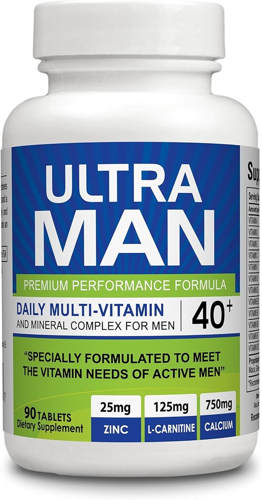 Ultra Man - Multi-Vitamins 90 Tablet - Premium Performans Formula 100% Doğal - Man için Multivitaminler - Diyet Supplement