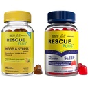 RESCUE Bach Plus Sleep Gummies with 5 mg Melatonin/dose [and] Bach Plus Mood & Stres Desteği Gummies with Key Nutrients and Botanicals - 2PK Diyet Supplements, 60Ct Every