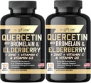 Quercetin με Bromelain ψευδάργυρο βιταμίνη C βιταμίνη D Elderberry - 120 κάψουλες λαχανικών, μη ΓΤΟ, χωρίς γλουτένη συμπλήρωμα υποστήριξης ανοσοποιητικών 