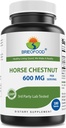 Brieofood Horse Chestnut Extract 600 mg per Serving - 180 Tablets - 3rd Party Lab Tested for Purity & Quality - Supports Healthy Circulation & Fluid Balance in The Legs*