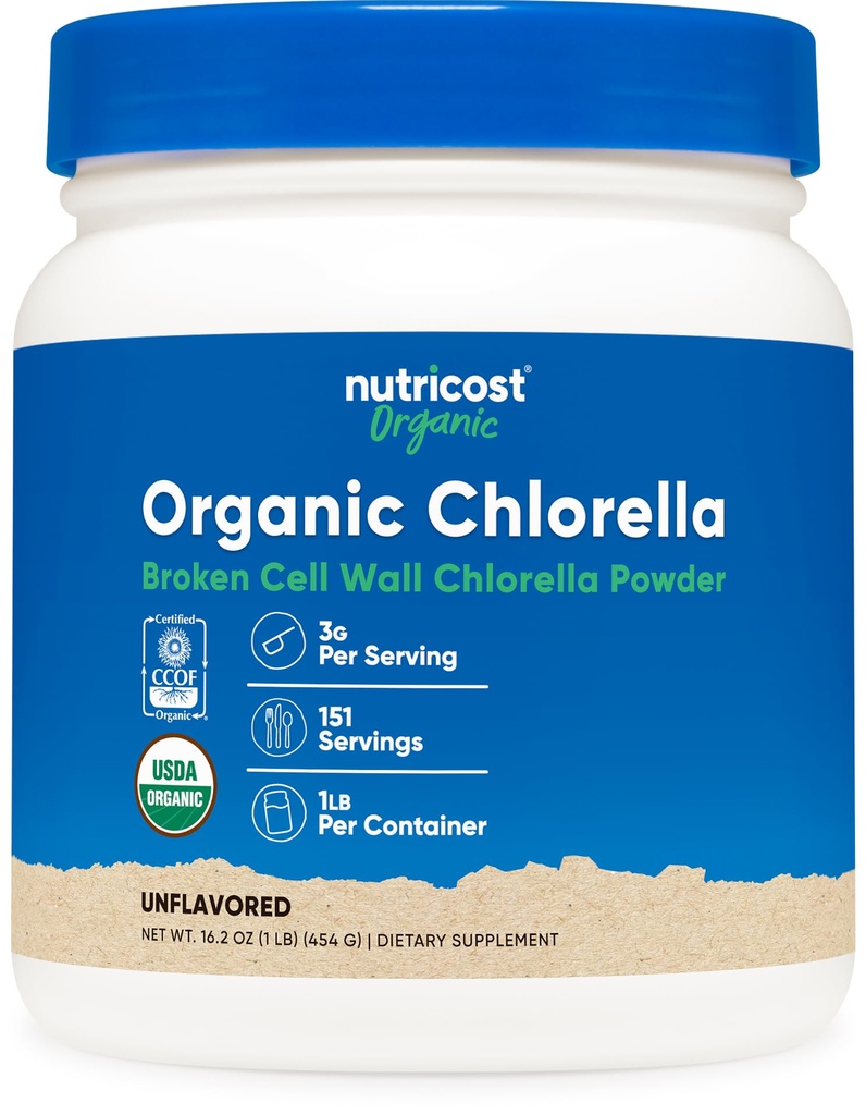 Nutricost Organic Chlorella Toz 16oz (1LB) - 3g Per