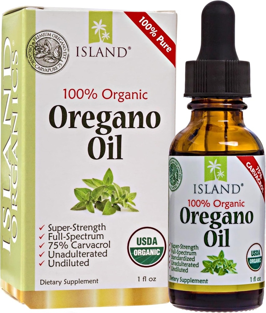 Oregano Oil Organic Liquid Drops -% 100 Pure & Undiled - USDA-Cerhid Organik (1 oz)% 75 Carvacrol - İspanya'da büyüme - Oregano'nun Petrolünü Destekleyin.