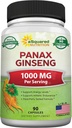 ASquared Beslenme Doğal Kore Panax BTC (1000 mg Max Strength)-90 Capsules Root Extract Kompleksi (Red & White), High Dosage Ginsenosides in Seeds, Asian Toz Supplement,Tablet Pills for Energy