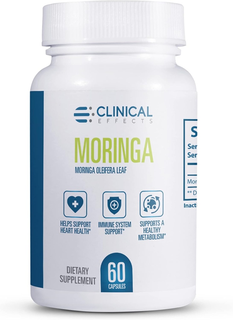 Klinik Etkileri Moringa Oleifera - 800 mg Moringa Capsules Superfood Supplement - Kalp, Ortak, Enerji ve Immune Support Supplement - 60 Capsules