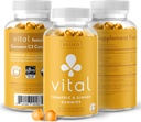 WellPath Vital Turmeric Gummies + Ginger - Κοινή υποστήριξη συμπλήρωμα κουρκουμίνης, Turmeric Curcumin C3 Complex, Νόστιμη εναλλακτική λύση στις κάψουλες, Turmeric & Ginger Root, Tropical Flavor Chews, Vegan, 60 Ct