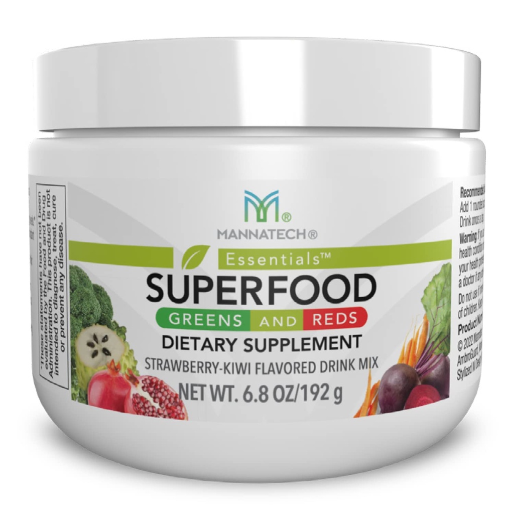 Mannatech Superfood Greens ve Reds 192g, (Strawberry-Kiwi) Beet Root Toz, Spirulina Toz