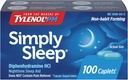 Tylenol Basitçe Sleep Nighttime Sleep Aid Caplets, 25 mg Diphenhydramine HCl, Yetişkinler için Uyku Yardımı, 100 Kont