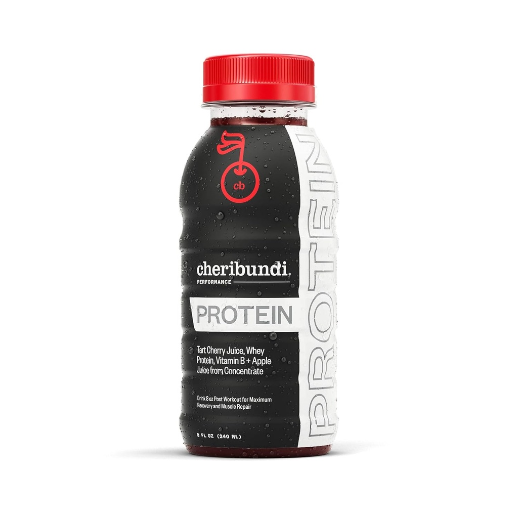 Cheribundi Tart Cherry PROTEIN - Tart Juice 45 Tart Cherries with B Vitamin Kompleksi ve 8g Whey proteini. 8 Fl Oz, (Brook of 12)