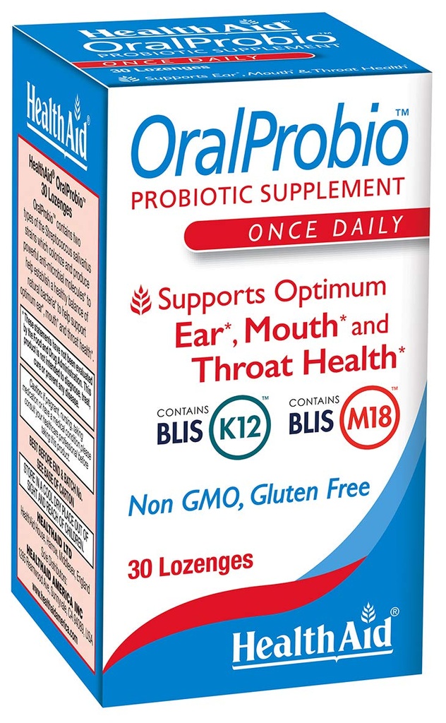 OralProbio 30ct, Once Daily Chewable Tablets, Supports Perfect Ear, Mouth, and Throat Health, Non GMO, Gluten Free, Peppermint Flavor, Contains BLIS K12 & M18