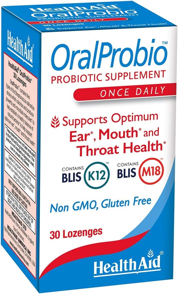 OralProbio 30ct, Once Daily Chewable Tablets, Supports Perfect Ear, Mouth, and Throat Health, Non GMO, Gluten Free, Peppermint Flavor, Contains BLIS K12 & M18