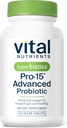 Hiperbiyotikler Vital Nutrients Pro-15 Advanced Probiyotiks for Women and Men | 15 Strains + Kiwitre | Klinik Olarak Diktatör Sağlığı, Gaz ve Bloating | 60 Vegan Tabletler