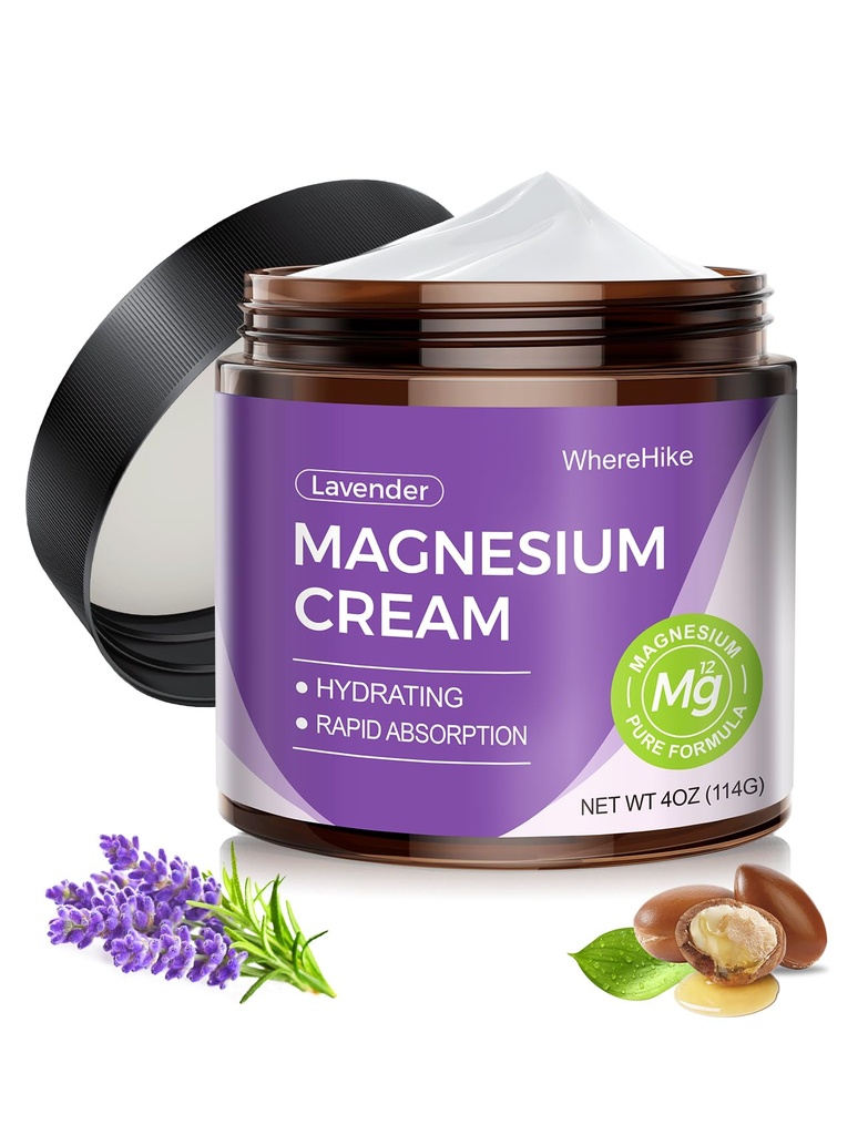 Doğal Topical Magnezyum Cream for Sleep,Nighttime Magnezyum Lotion for Pain and Leg Cramps,Muscle Relaxation,Calm, Deep Hydration for Skin Care.(Lavender)