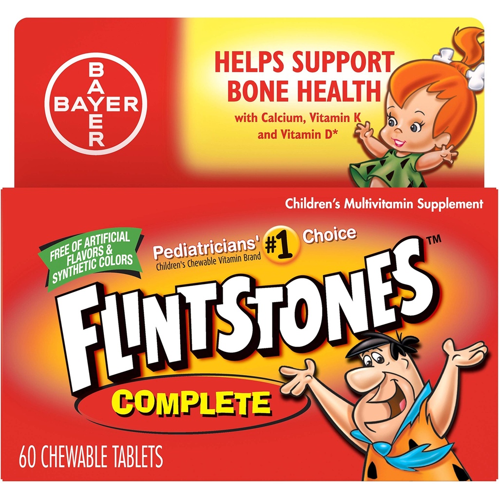 Flintstones Complet Μέγεθος 60s Flintstones Πλήρης Childrens Multivitamin συμπλήρωμα μασώμενα καρτέλες 60ct