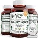 Φυσικό ασβέστιο Nutra Citrate με βιταμίνη D3, συμπλήρωμα για τη δύναμη των οστών, προωθεί τις μυϊκές κινήσεις & Done Υγεία, ενίσχυση της υγείας της καρδιάς, ενίσχυση της πυκνότητας των οστών, Ιδανικό για ενεργούς ηλικιωμένους, 120 δισκία