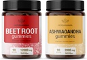 HERBAMAMA Beet Root ve Ashwagandha Kit - Black Pepper & Pepper 2000 mg Ashwagandha Root Gummies - Vegan, Gelatin-Free, Non-GMOMO