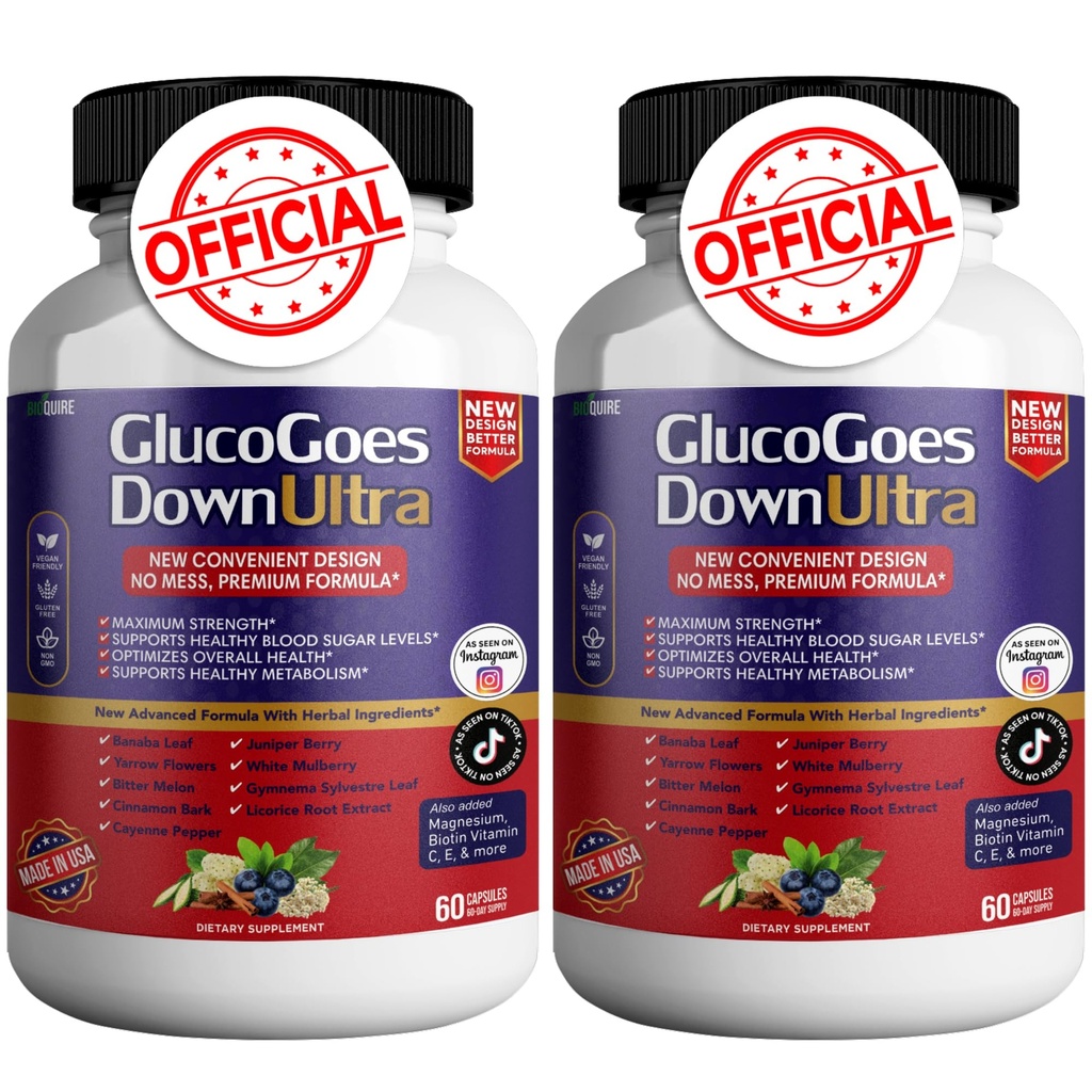 GlucoGoes κάτω Ultra συμπλήρωμα διατροφής, 120 κάψουλες, μέγιστη δύναμη, υποστηρίζει υγιή επίπεδα ζάχαρης αίματος, βελτιστοποιεί τη συνολική υγεία - πακέτο των 2