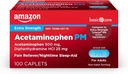 Temel Bakım Acetaminophen PM Caplets, Pain Reliever Plus Nighttime Sleep Aid, Extra Strength, Helps Occasional Minor Aches, Pains and Headache Relief, 100 Kont, Ambalaj değişebilir