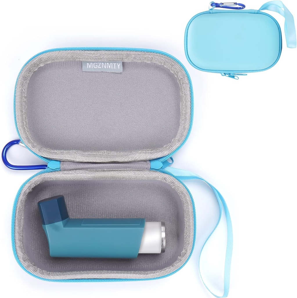 MGZNMTY Asthma Inhaler Holder Case, Storage and Travel Handy Inhaler Case for Yetişkinler and Kids (ONLY CASE) (Mavi)