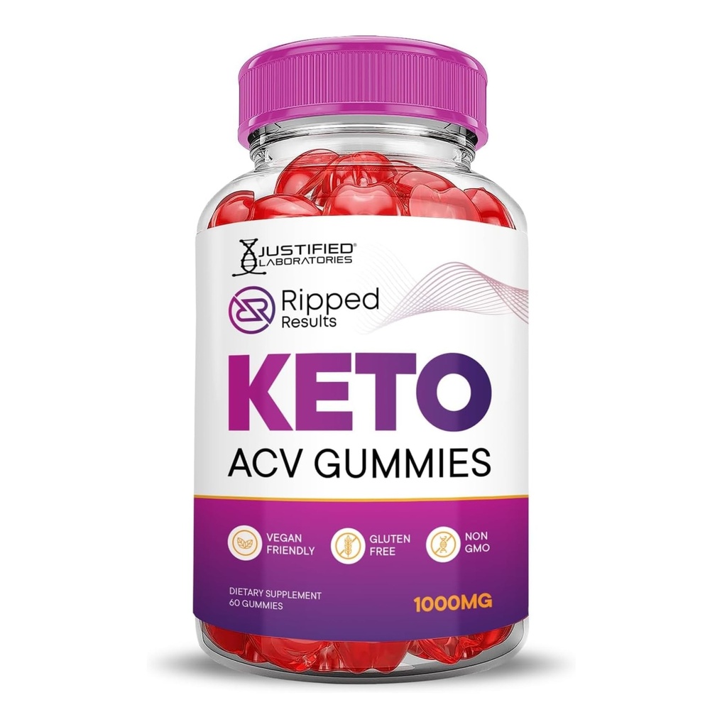 Justified Laboratories Rippped Results Keto ACV Gummies Advanced Formula 1000MG Rippped Results Keto Gummies Apple Cider Vinegar Formulated with Pomegranate Beet Juice Powder B12 Vegan Non GMO 60 Gummys