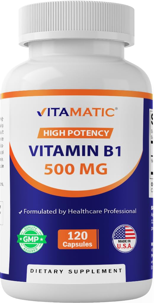 Vitamatic Vitamin B1 (Thiamine) 500 mg, 120 Capsules