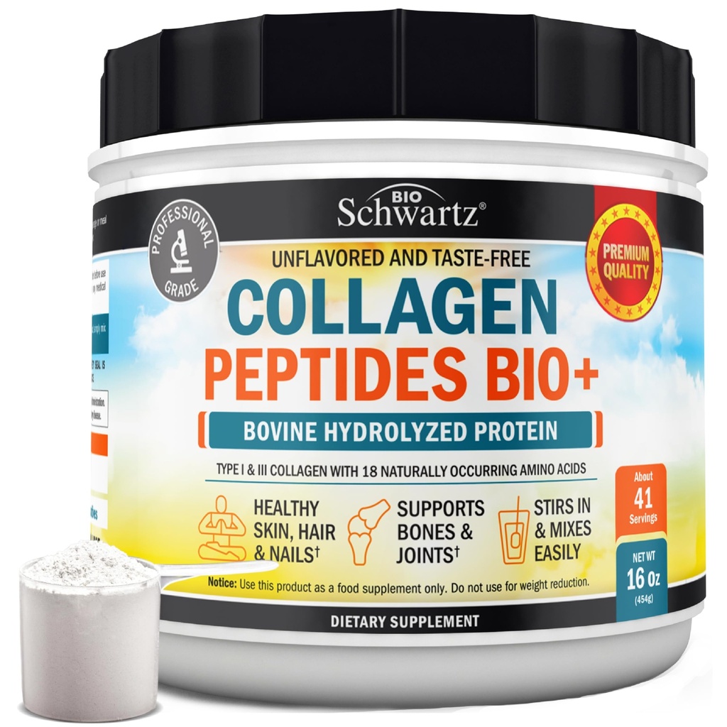 Erkekler ve Kadınlar için Multi Collagen Protein Tozu - Grass Fed Collagen Peptides Toz for Women & Men with Tip I & 3 artı Doğal Occurring Amino Asits - Hydrolyzed Easy to Mix & Unflavored (16oz)