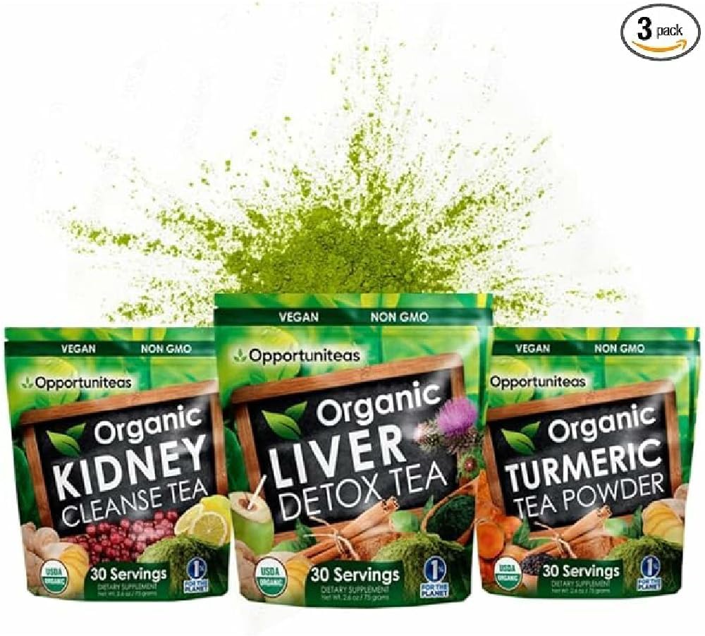 Opportuniteas Matcha Detox Tea Toz - Organik Turmeric Matcha Green Tea, Kidney Detox ve Organik Liver Detox Schea