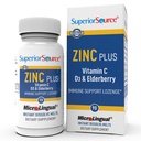 Superior Source Zinc Plus - Συμπλήρωμα υποστήριξης για την υγεία του ανοσοποιητικού συστήματος - Βιταμίνη C, Elderberry & Vitamin D3-90 Άμεσα Tabletισκία Διάλυσης