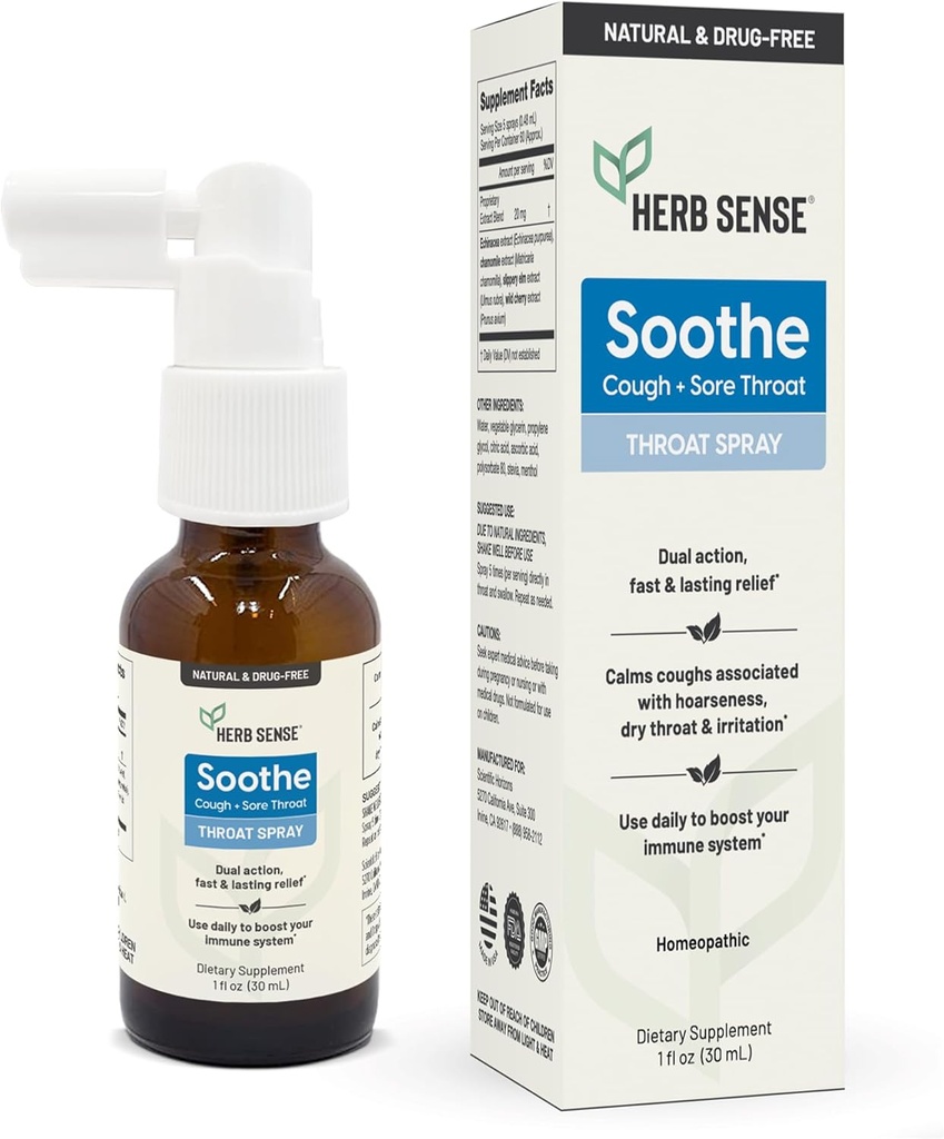 Herb Sense Throat Comfort Mix | Soğutma & Soothing with Slippery Elm, Echinacea & Chamomile | Natural Extracts (1 fl oz)