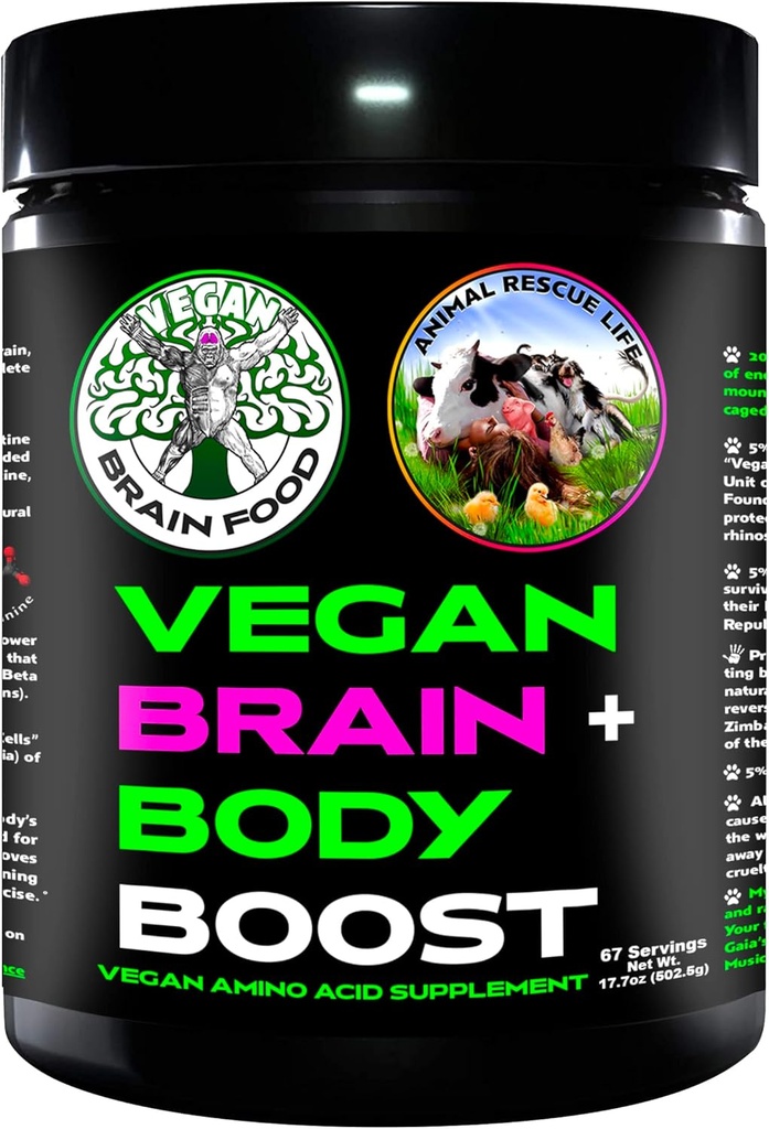 Vegan Brain & Body Boost: The Cherry On Top of A Plant-Based Lifestyle | Working Intelligence | Anti-Aging | Fiziksel Fitness | Vegan Amino Asits - Kretine, Taurine & Beta Alanine | 67 Hizmet /500g