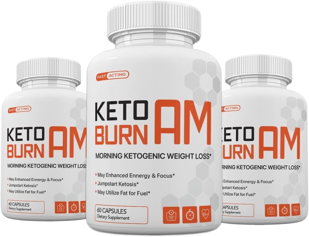 (Pack of 3) Keto Burn AM Morning Ketogenic Διαχείριση βάρους, Keto Burn Χάπια για άνδρες και γυναίκες, 180 κάψουλες, 3 Μήνες Προμήθεια
