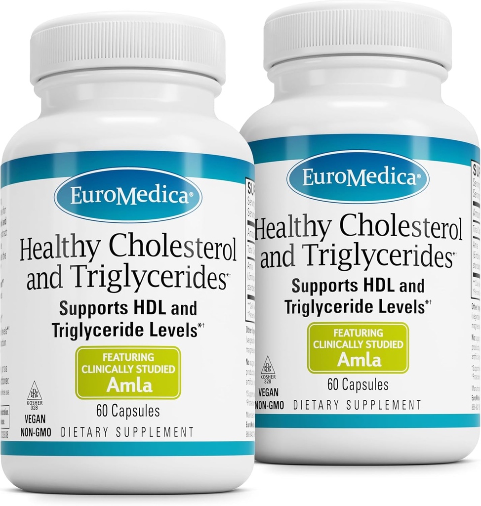 EuroMedica Υγιεινή Χοληστερόλη και Τριγλυκερίδια - Συμπλήρωμα Αντιοξειδωτικών για την υποστήριξη του ανοσοποιητικού και της καρδιάς - Συμπλήρωμα Βοήθειας Υγιεινή Χοληστερίνη & Τριγλυκερίδια - 60 Καψάκια, 2 Συσκευασία (120 Κάψουλες)