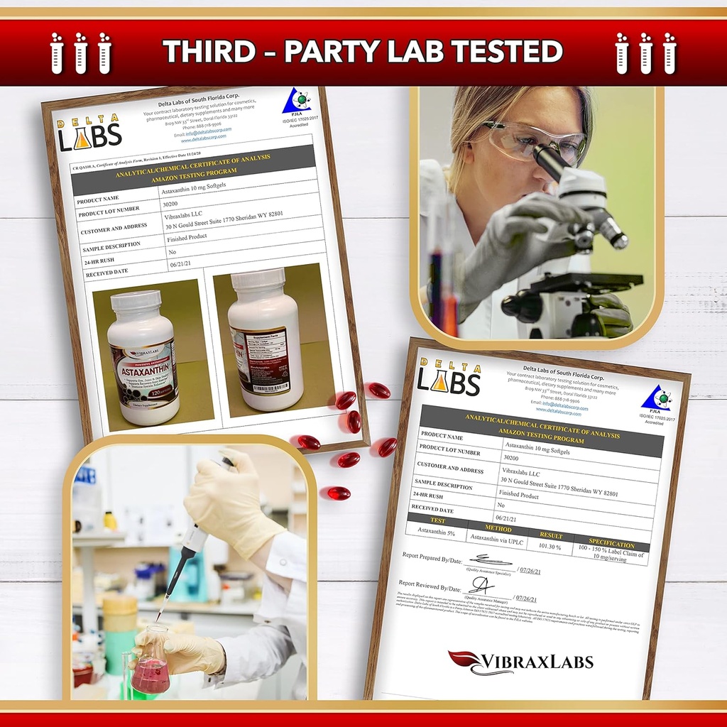 Astaxanthin 10 mg Supplement / En İyi Saf Antioksit Mikroalgae, Skin Care & Eye, Arthritic Ortaklar, Sağlıklı Ağlama, Enerjiyi Güçlendirmek, 120 NO-GMO Softgels - Premium Astaxanthin Supplements