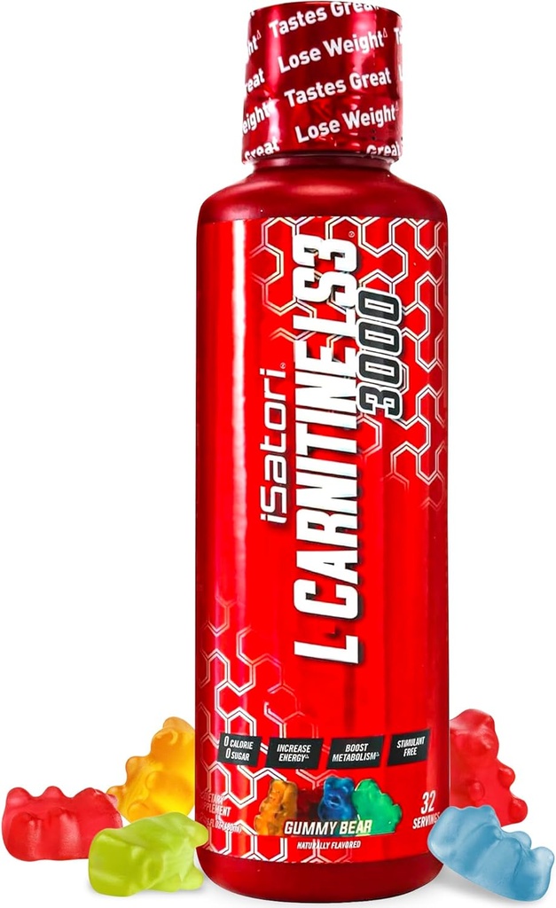 iSatori L-Carnitine LS3 3000, Triple-Blend Liquid L Carnitine Supplement, Acetyl & Tartrate, Stimulant Free, Low Calories, Sugar & Gluten Free, Keto-Friendly, Gummy Bear Flavor (32 hizmet)