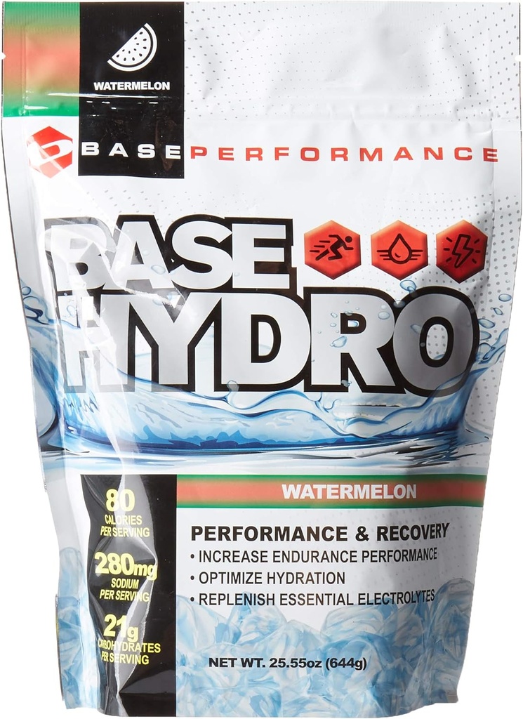 BASE Performansı Hidro - Watermelon | 28 Her eco-Friendly Mylar Bag | Dextrose, Fructose, maltodextrin ve Essential Electrolytes içinde hizmet vermektedir. (Watermelon)