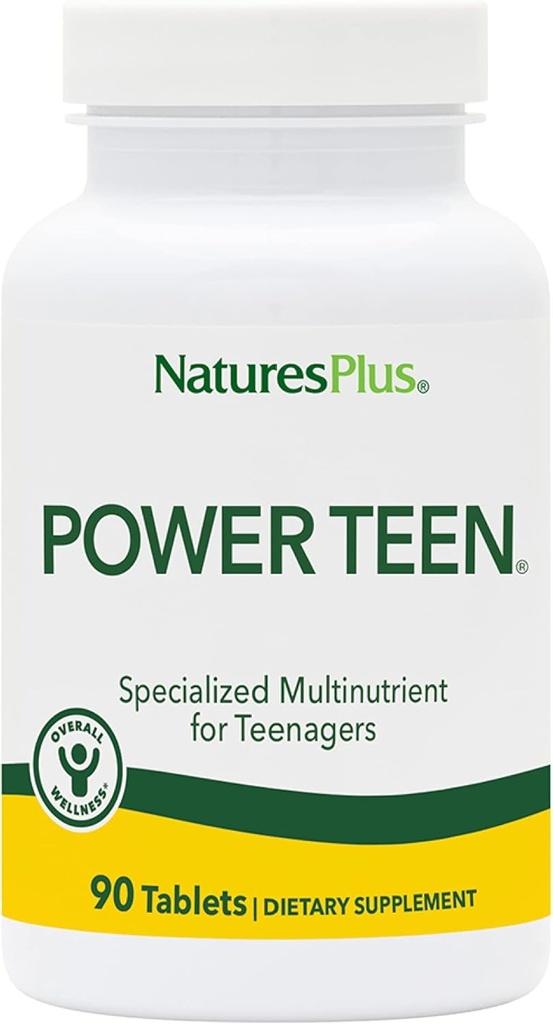 Natures Plus Life Power Teen - 90 Vejetaryen Tabletler - Ruh Focus için Mineraller ve Bütün Gıdalar ile Genç Multivitamin, Enerji ATM - Gluten-Free - 45 Hizmetler