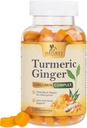 Turmeric Curcumin Supplement Gummies - Turmeric & Ginger, Black Pepper For Best Abors, Nature's Vegan Ortak Destek, Non-GMO, Gluten Free, Tasty Peach Flavor - 120 Gummies