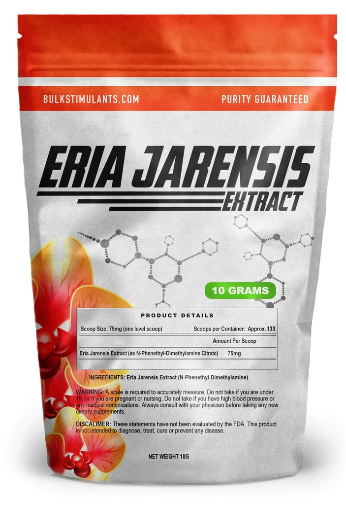 ERIA JARENSIS Extract - Bulk Powder 10 Grams 133 Servings - New Pea Supplement ✮ New Stimulant and NOOTROPIC ✮ Increase Focus Energy Cognitive Performance - Scoop Included