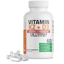 Bronson Βιταμίνη K2 (MK7) με D3 Extra Strength Supplement Bone Health Non-GMO Formula 10.000 IU & 120 mcg MK-7 Easy to Swallow D K, 60 Κάψουλες