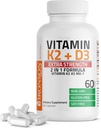 Bronson Βιταμίνη K2 (MK7) με D3 Extra Strength Supplement Bone Health Non-GMO Formula 10.000 IU & 120 mcg MK-7 Easy to Swallow D K, 60 Κάψουλες