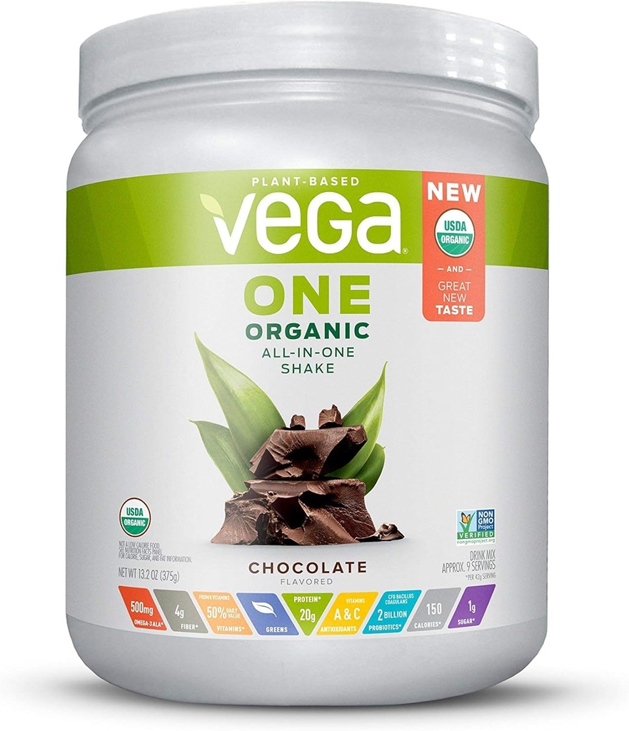 Vega Organik All-in-One Vegan Protein Tozu, Çikolata - Superfood Malzemeler, Immunity Support, Keto Friendly, Pea Protein for Women & Men, 13.2 oz (Pazar Mayıs Vary)