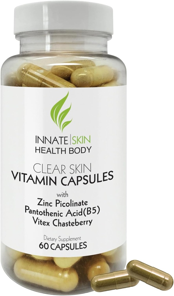 Clear Skin Acne Vitamins Capsules | Kompleksi Supplements 60 Kont Capsules Pack of 2