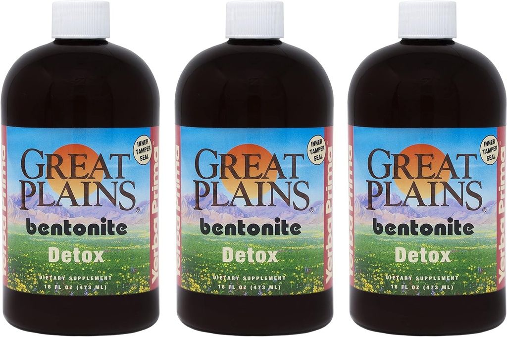 Yerba Prima Great Plains Bentonite Clay - 16 oz (Pack of 3) - Doğal İç Sıvı Clay Temizleme Supplementsing Supplement