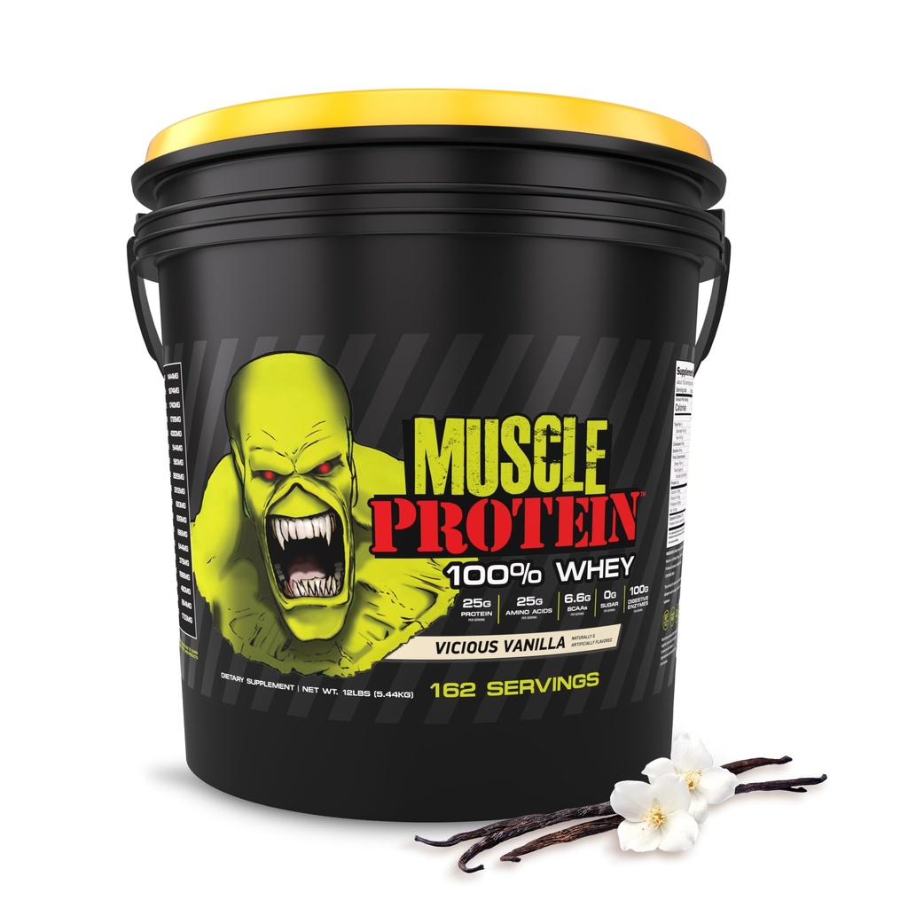 COLOSSAL LABS Muscle Whey Protein Flavored Protein Toz, 25.000 mg Amino Asits/Serving, Cold Filtered (Pazar Mayıs Vary) (12 Pound (Bucket), Vanilla)